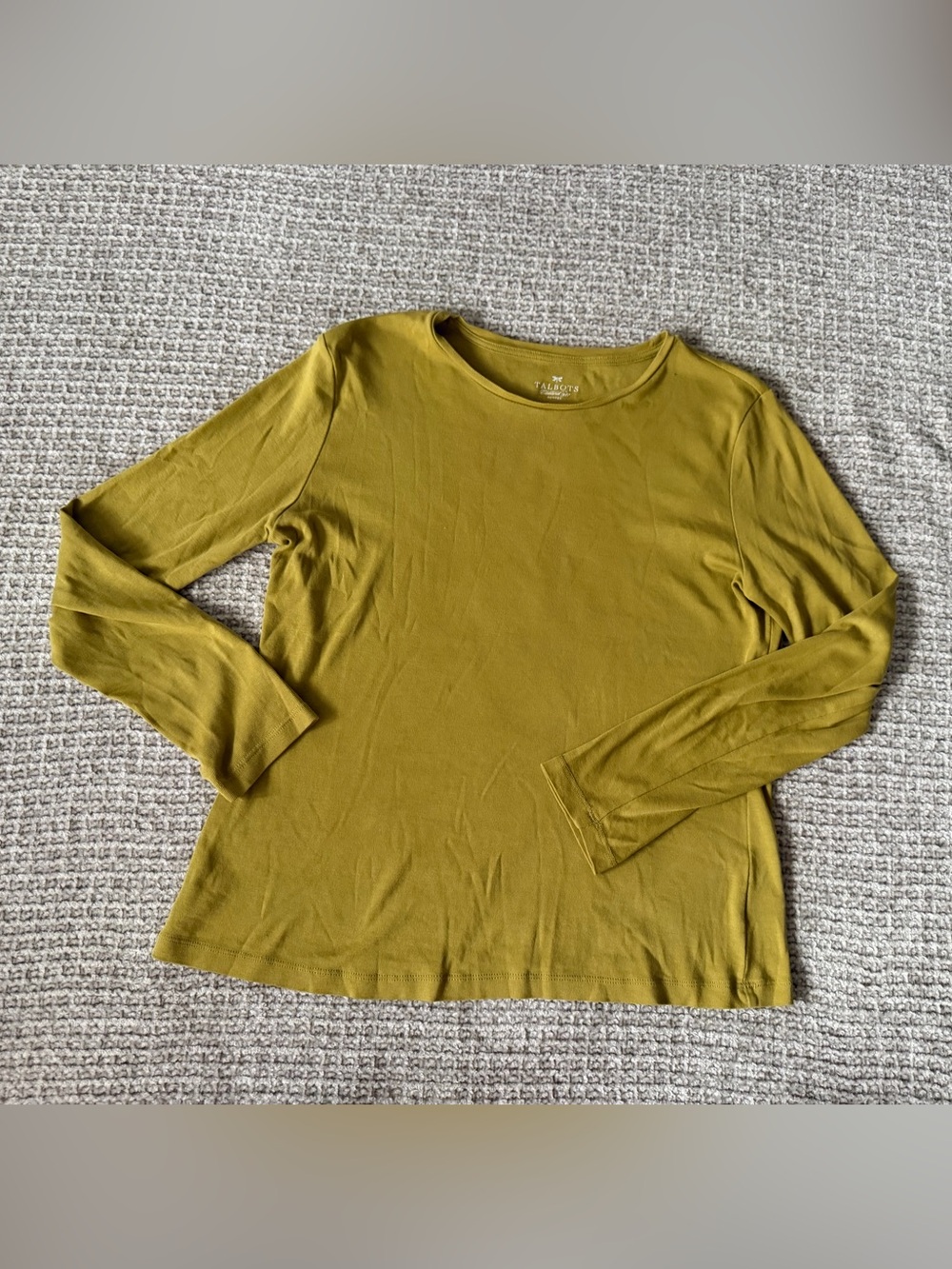 Talbots Mustard Green Long Sleeve Crewneck Top